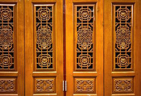 Chinese style wooden doorの写真素材