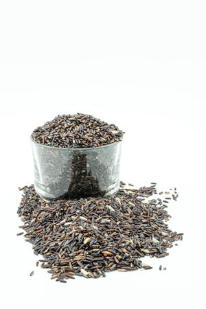 brown rice on white backgroundの写真素材