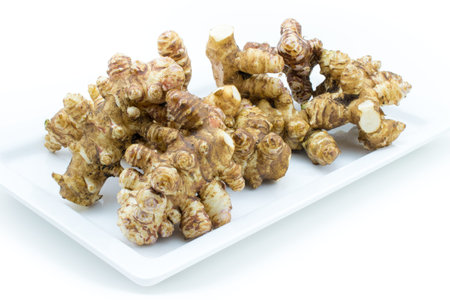 Jerusalem sunchoke on white background