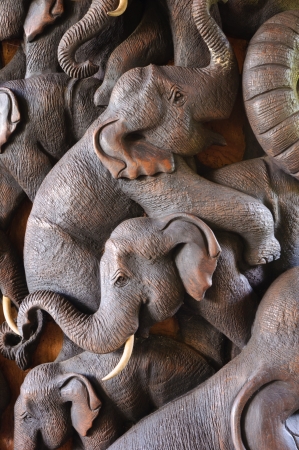 Elephant Wood Carvingの写真素材