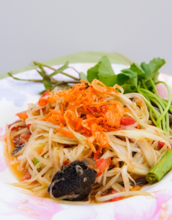 Green papaya salad thai cuisine spicy deliciousの写真素材