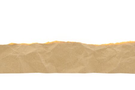 brown paper torn with copy space for text on white backgroundの写真素材