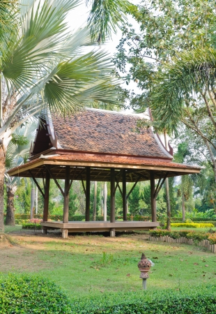 Wooden Thailand pavilion in the garden.のeditorial素材