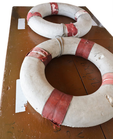 Old Lifebuoy with isolated white background
