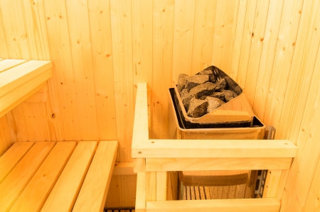 Inside sauna room and accessoriesの写真素材