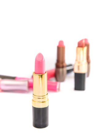 Lipstick pink colour with isolated white の写真素材