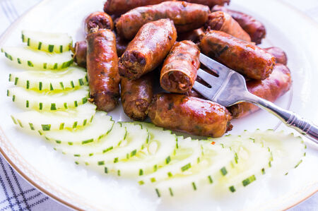 Sausage,Food of northern Thailand,thai foodの写真素材