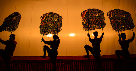 The Grand Shadow Play. Thai shadow puppet art at Rachaburi province, Thailand.の写真素材