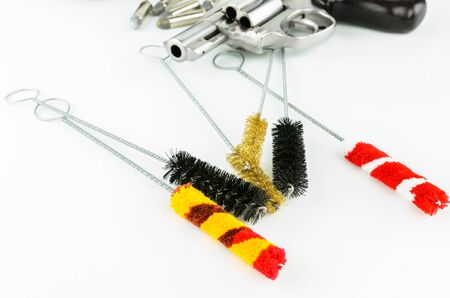 Brush Set Cleaning Gun and Weapons on White Backgroundの写真素材