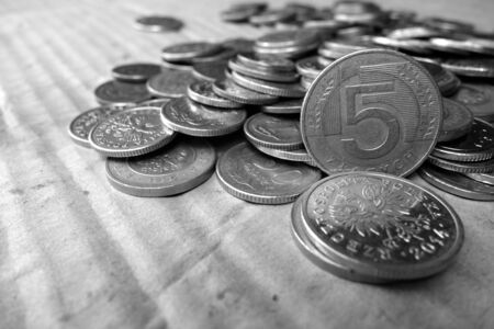 Coins in black and whiteの写真素材