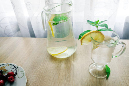 Healthy drink with mint and lemon
