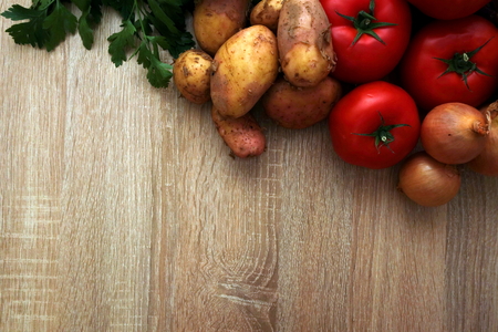 Healthy vegetables on rustic tableの写真素材