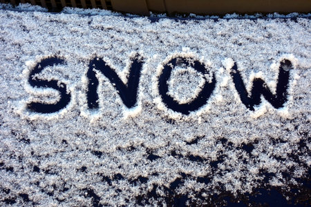 Word snow written on vehicleの写真素材