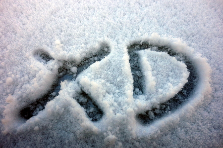 Very popular word in the internet - xd written on snowの写真素材