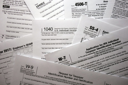 Blank United States tax forms background