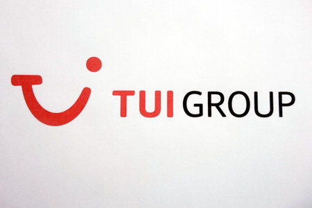 KONSKIE, POLAND - MAY 06, 2018: Signage of TUI (Touristik Union International). TUI is the largest German travel agencyのeditorial素材