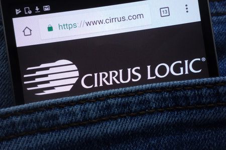 KONSKIE, POLAND - JUNE 11, 2018: Cirrus Logic website displayed on smartphone hidden in jeans pocketのeditorial素材