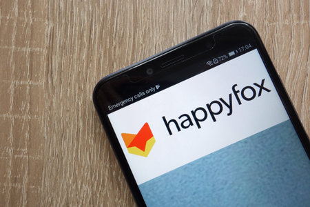 KONSKIE, POLAND - JULY 14, 2018: Happyfox website displayed on a modern smartphone
