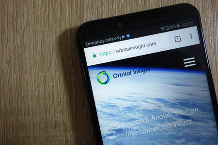 KONSKIE, POLAND - JULY 26, 2018: Orbital Insight website is displayed on a modern smartphone
