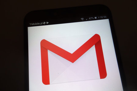 KONSKIE, POLAND - SEPTEMBER 22, 2018: Gmail on smartphone