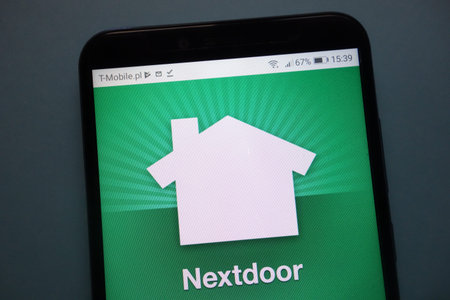 KONSKIE, POLAND - November 12, 2018: Nextdoor logo displayed on smartphone