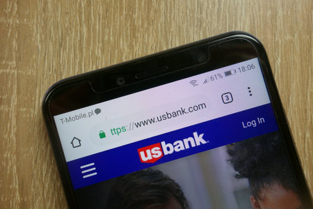 KONSKIE, POLAND - January 22, 2019: US Bancorp bank website (www.usbank.com) displayed on smartphoneのeditorial素材