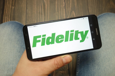 Photo for KONSKIE, POLAND - 05 MAY, 2019: Fidelity logo displayed on Huawei smartphone - Royalty Free Image