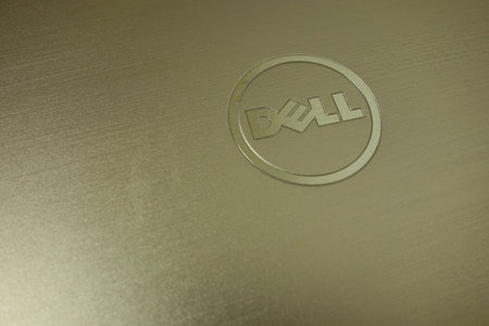 KONSKIE, POLAND - June 21, 2019: Dell logo on silver laptopのeditorial素材