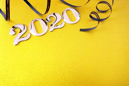 Happy New Year 2020 golden background with space for designの写真素材