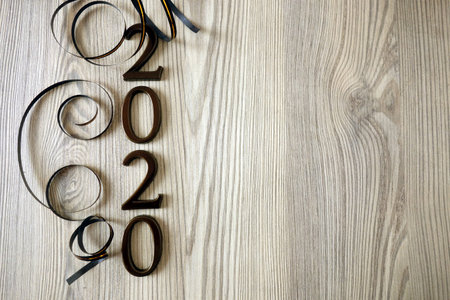 Happy New Year 2020 background. Holiday celebration concept, copy space for design