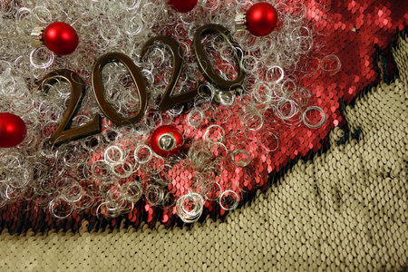 Number 2020 and decoration, happy new year celebration background