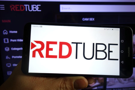 KONSKIE, POLAND - December 07, 2019: Redtube logo displayed on mobile phoneのeditorial素材