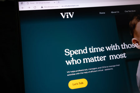 KONSKIE, POLAND - May 21, 2022: viv-virtualassistant.com website displayed on laptop screen. Viv is...