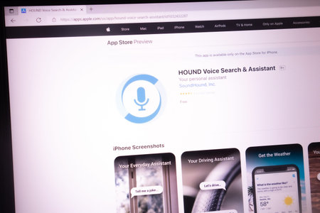KONSKIE, POLAND - May 21, 2022: Hound Voice Search and Assistant app on apps.apple.com website...