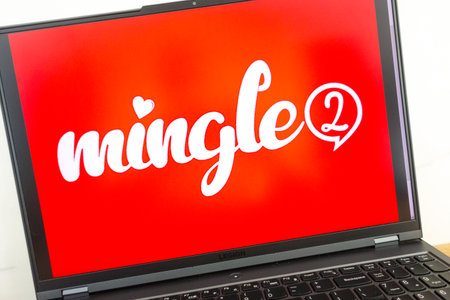 KONSKIE, POLAND - July 11, 2022: Mingle2 online dating app logo displayed on laptop computer screenのeditorial素材