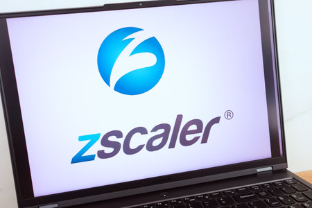 KONSKIE, POLAND - July 11, 2022: Zscaler cloud security company logo displayed on laptop computer screenのeditorial素材
