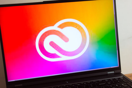 KONSKIE, POLAND - July 11, 2022: Adobe Creative Cloud logo displayed on laptop computer screenのeditorial素材