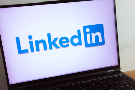 KONSKIE, POLAND - July 11, 2022: LinkedIn business service logo displayed on laptop computer screenのeditorial素材