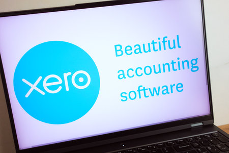 KONSKIE, POLAND - July 11, 2022: Xero technology company logo displayed on laptop computer screenのeditorial素材