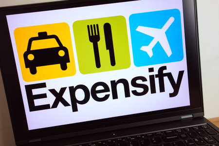 KONSKIE, POLAND - July 11, 2022: Expensify software company logo displayed on laptop computer screenのeditorial素材