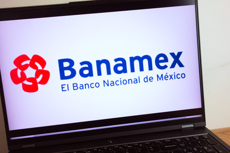 KONSKIE, POLAND - July 11, 2022: Banamex bank logo displayed on laptop computer screenのeditorial素材