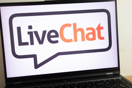 KONSKIE, POLAND - July 19, 2022: LiveChat online customer service software logo displayed on laptop computer screenのeditorial素材