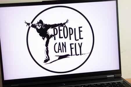 KONSKIE, POLAND - July 19, 2022: People Can Fly Polish video game developer logo displayed on laptop computer screenのeditorial素材
