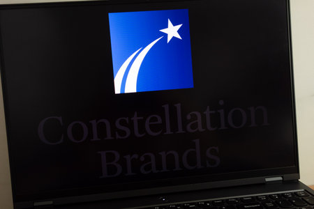 KONSKIE, POLAND - July 21, 2022: Constellation Brands Inc alcohol producer and marketer logo displayed on laptop computer screenのeditorial素材