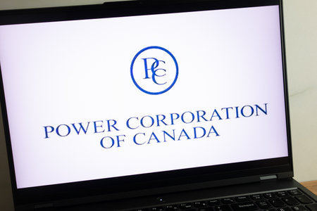 KONSKIE, POLAND - July 21, 2022: Power Corporation of Canada management and holding company logo displayed on laptop computer screenのeditorial素材