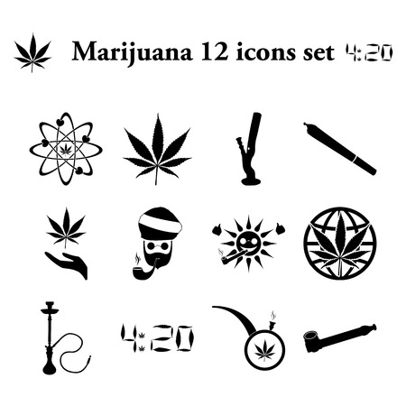 Marijuana and rasta 12 simple icons setのイラスト素材