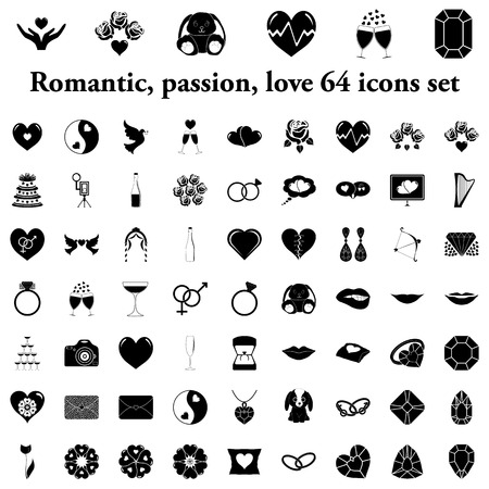 Love passion wedding romantic simple icons setのイラスト素材
