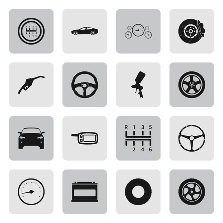Car details and service sign simple icons set on  backgroundのイラスト素材