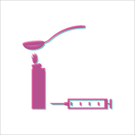 Narcotic drug in spoon on fire simple icon on white backgroundのイラスト素材