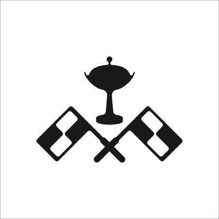 Sport winner symbols cup with two flags sign simple icon on backgroundのイラスト素材